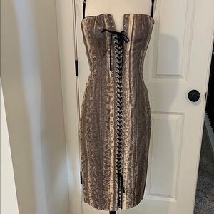 Dolce & Gabbana Brown Strapless Lace-Up Dress
